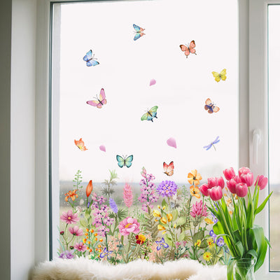 Fenêtre Fleurie Esypesy – Stickers Déco Réutilisables